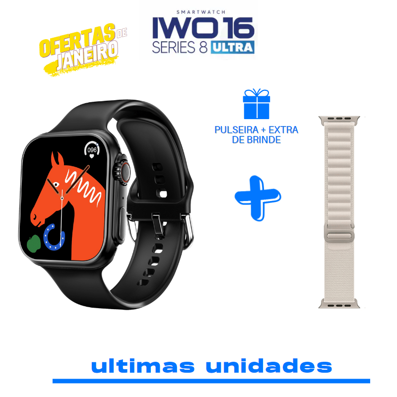 ULTRAWATCH IWO 16 SERIES 8 + PULSEIRA EXTRA DE BRINDE