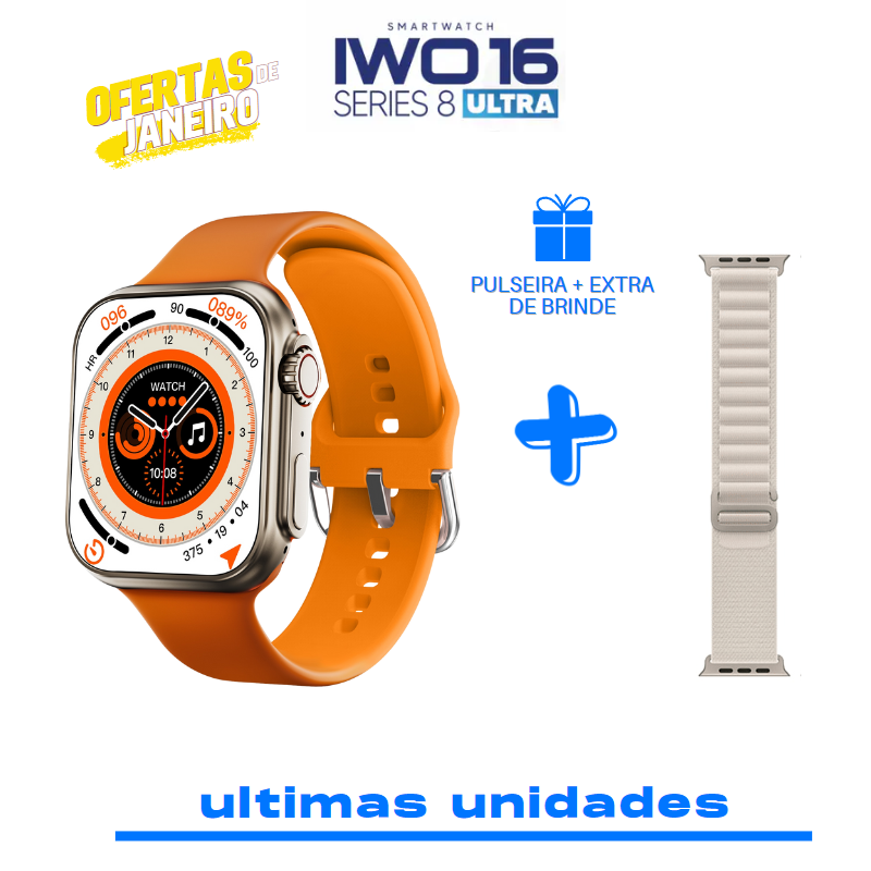 ULTRAWATCH IWO 16 SERIES 8 + PULSEIRA EXTRA DE BRINDE