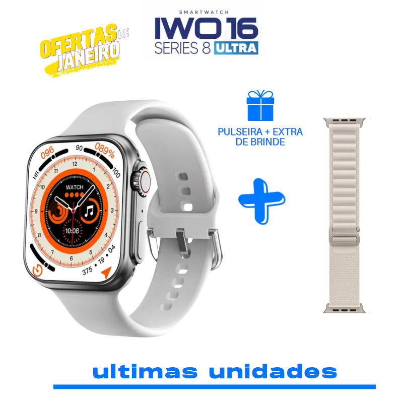 ULTRAWATCH IWO 16 SERIES 8 + PULSEIRA EXTRA DE BRINDE