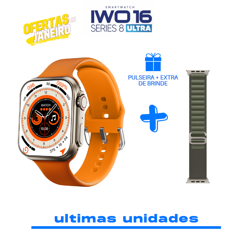 ULTRAWATCH IWO 16 SERIES 8 + PULSEIRA EXTRA DE BRINDE