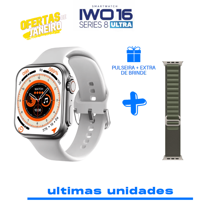 ULTRAWATCH IWO 16 SERIES 8 + PULSEIRA EXTRA DE BRINDE