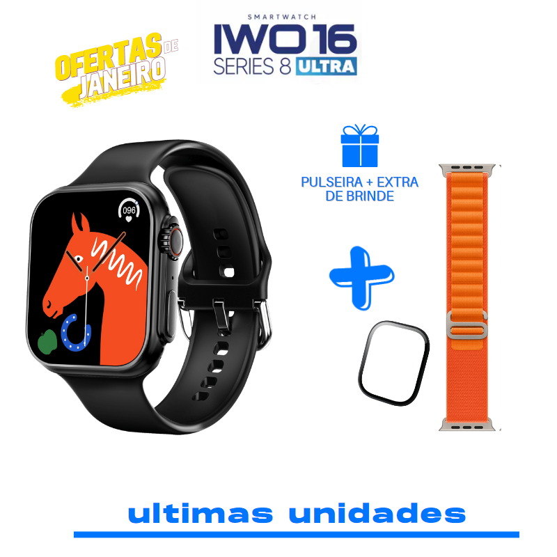 ULTRAWATCH IWO 16 SERIES 8 + PULSEIRA EXTRA DE BRINDE