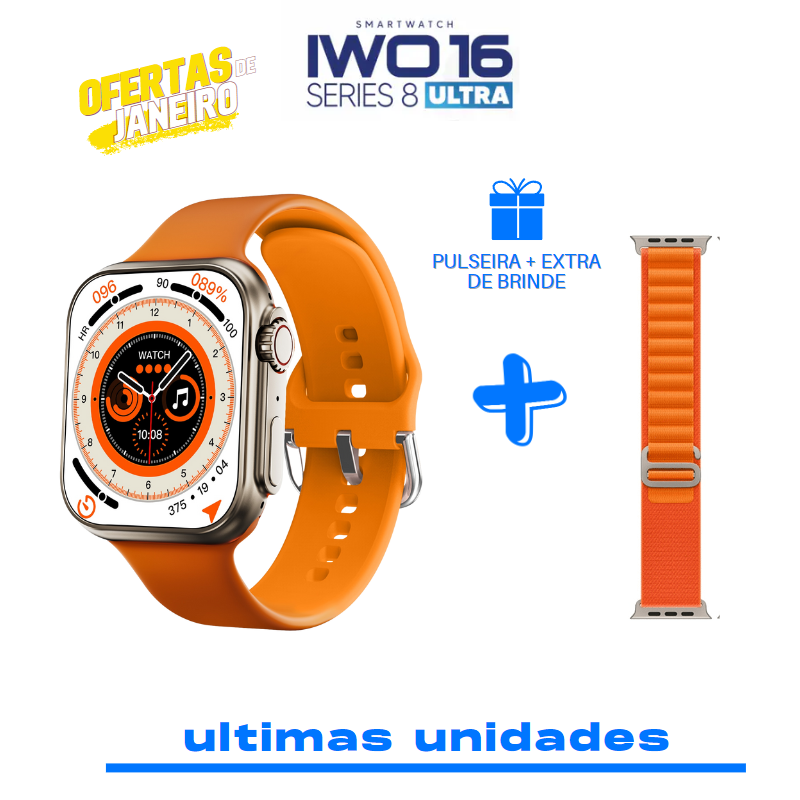 ULTRAWATCH IWO 16 SERIES 8 + PULSEIRA EXTRA DE BRINDE