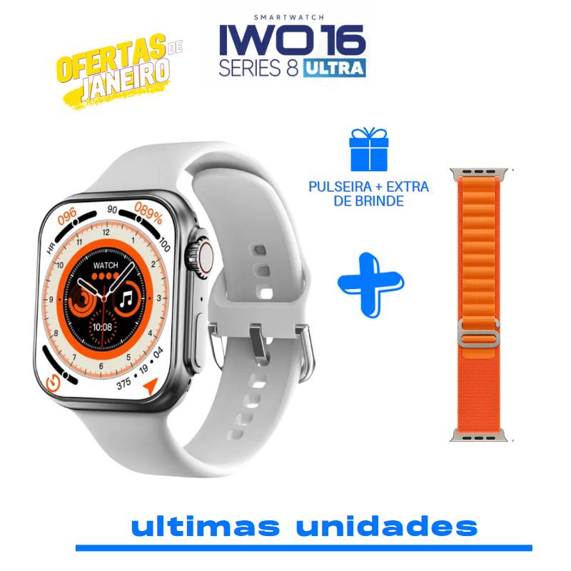 ULTRAWATCH IWO 16 SERIES 8 + PULSEIRA EXTRA DE BRINDE