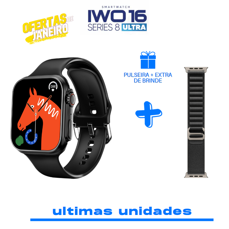 ULTRAWATCH IWO 16 SERIES 8 + PULSEIRA EXTRA DE BRINDE