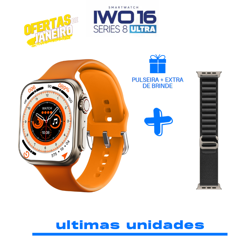 ULTRAWATCH IWO 16 SERIES 8 + PULSEIRA EXTRA DE BRINDE