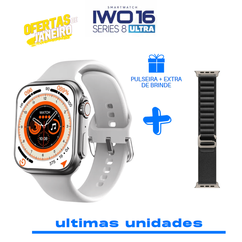 ULTRAWATCH IWO 16 SERIES 8 + PULSEIRA EXTRA DE BRINDE